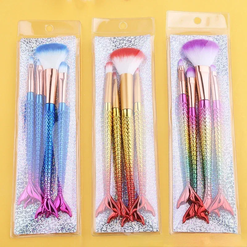 Conjunto de pincéis de maquiagem sereia, pó cosmético, sombra, base, blush, pincel macio, ferramenta de maquiagem, gradiente de 6 cores — image 2