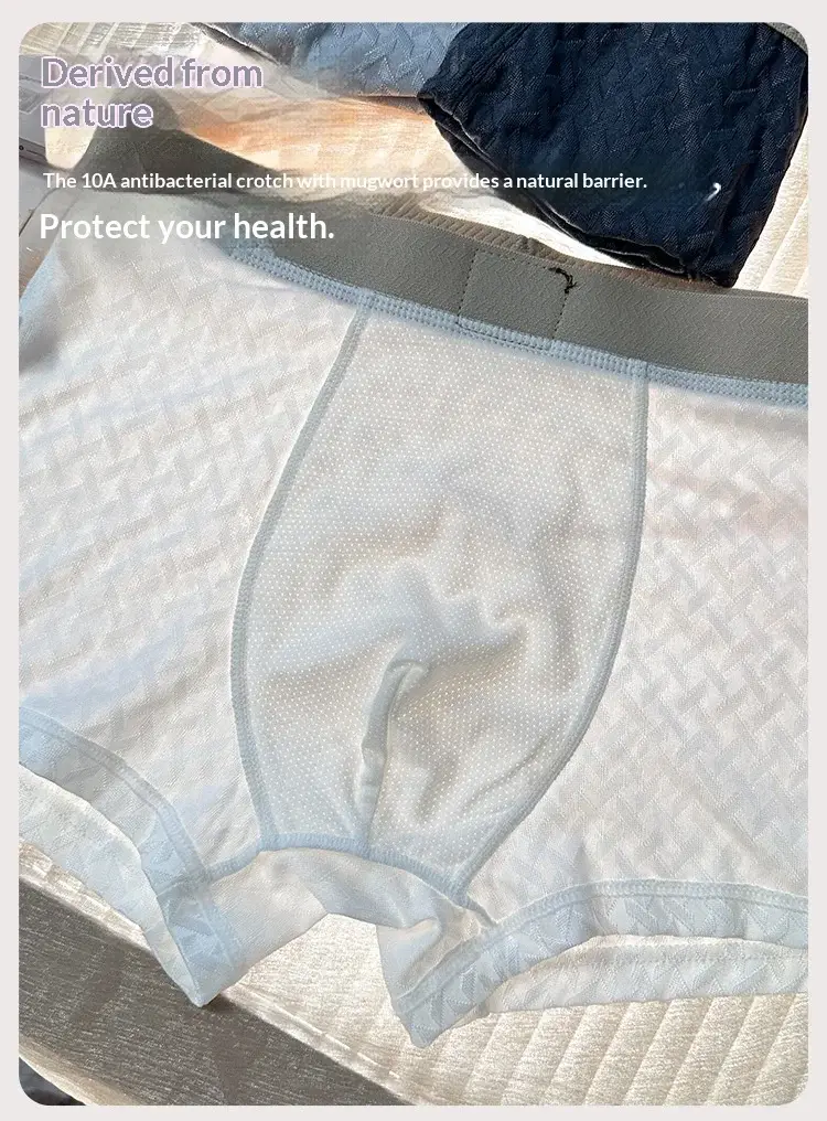 Men's Ice-Silk Jacquard Boxer Briefs: Cooling, Breathable, Mid-Rise, Boxer Shorts—comfortable and Simple Style for Young Men — image 3