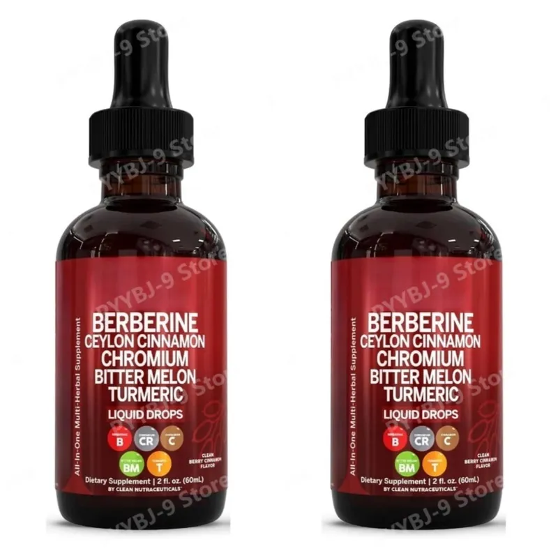 Berberine Chromium Turmeric Ginseng Liquid Drops 60ml Βιολογικό Συμπλήρωμα Βοτάνων Καθημερινή Υποστήριξη Ισορροπίας Ευεξίας για Ενήλικες — image 9