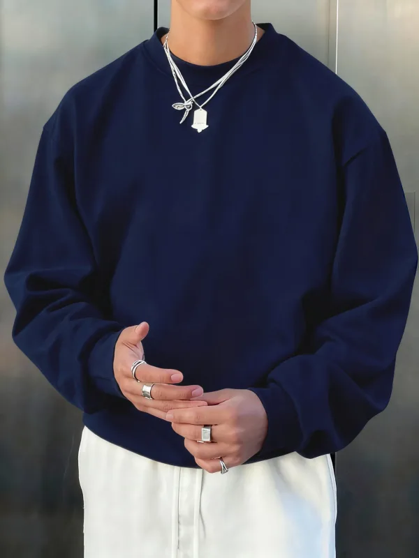 Pánský fleece podzimní top Street univerzální svetry Pohodlné základy Mikiny Sport Neformální Sportovní oblečení Denní měkké oblečení — image 4