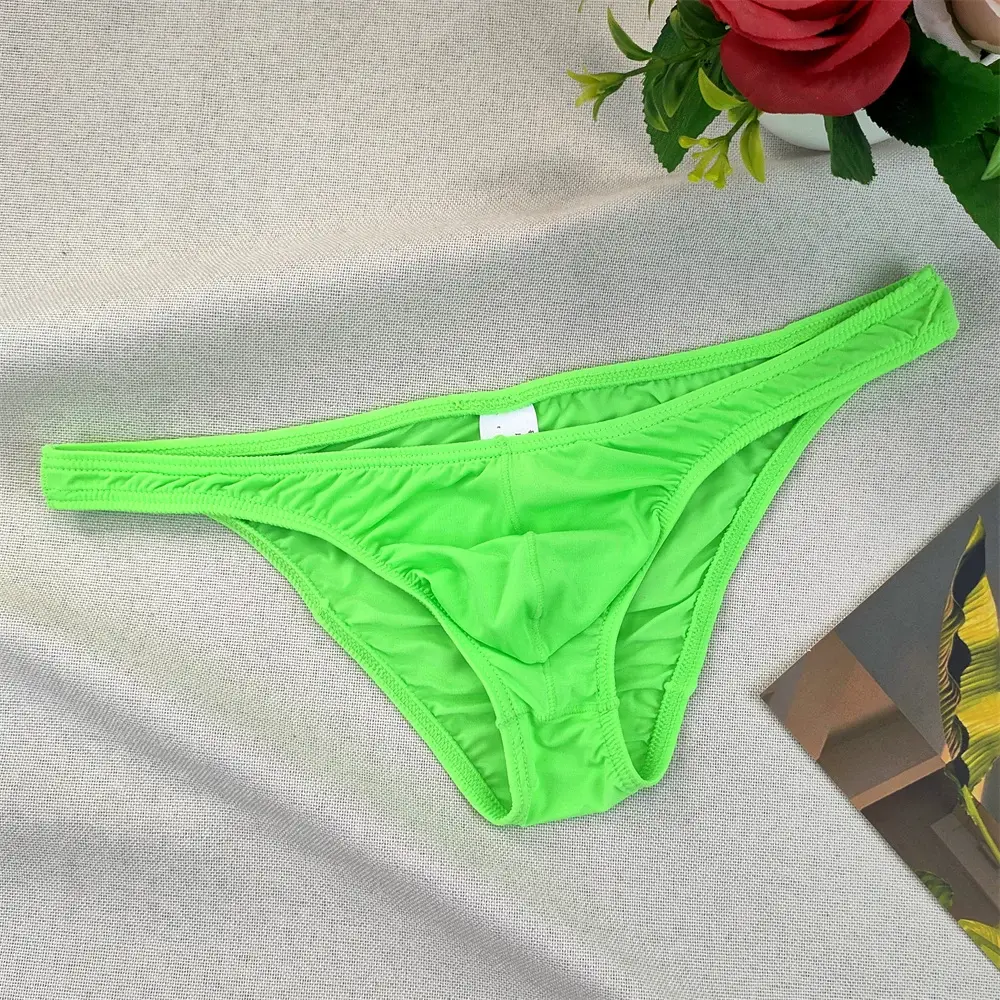 Men's Ultra-low Waist Bugle Pouch Bikini Briefs Sexy Tight Transparent Underwear Male Ice Silk Ultra-thin Underpants Plus Size — image 3