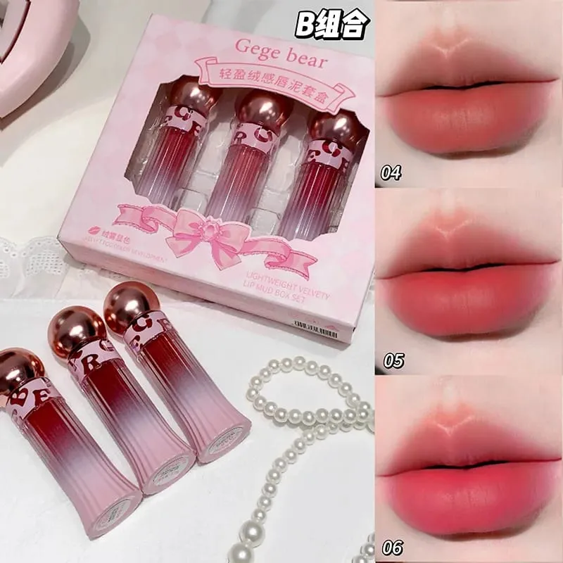 Σετ 3 χρωμάτων Matte Lip Gloss Ενυδατώνει μακράς διάρκειας Προστατεύει από τον ιδρώτα Υγρό κραγιόν χωρίς μεταφορά 1 κουτί