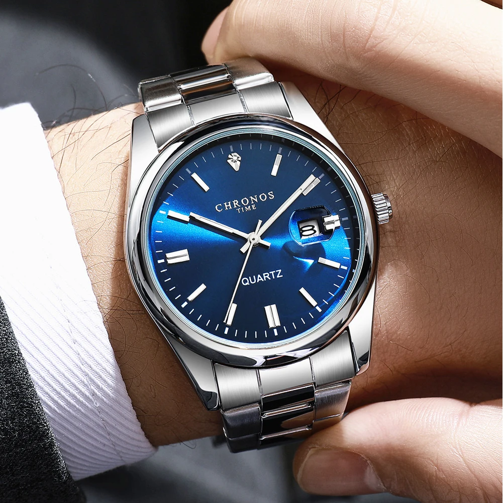 Top Brand Luxury Man Wristwatch Waterproof Luminous Date Men Watches Stainless Steel Quartz Men's Watch Male reloj — image 1