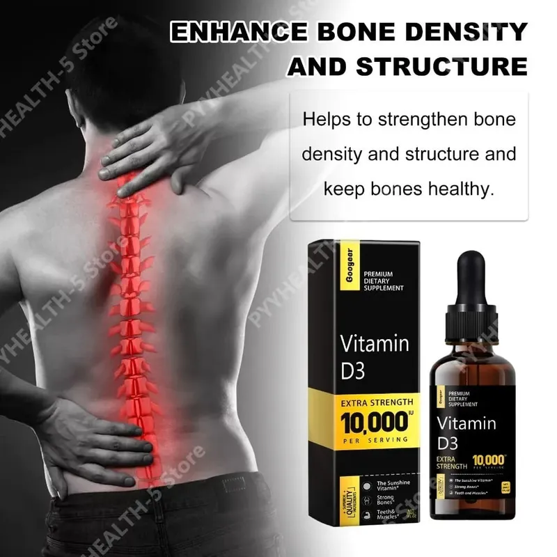 Υγρό βιταμίνης D 10 000 IU Extra Strength που απορροφάται γρήγορα Υποστηρίζει γερά οστά με βιταμίνη C και ασβέστιο 30 ML Net — image 4