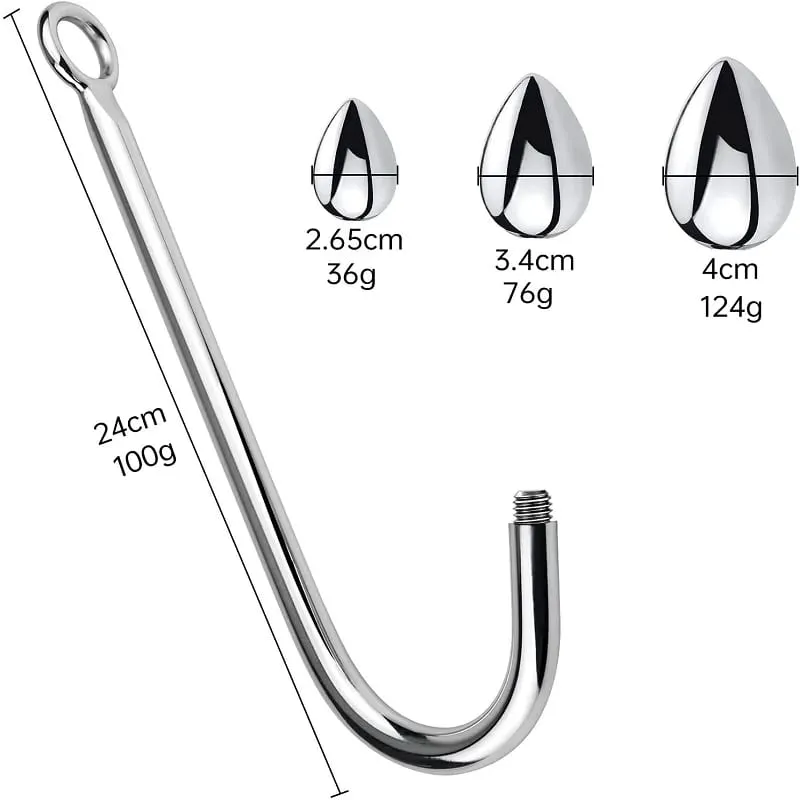 Small medium large 3 balls set metal anal hook beads head butt plug dilator prostate massager insert bdsm sex toy for male — image 10