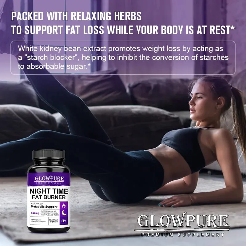 Slimming Capsule Night Time Fat Burner for Weight Loss Boost Metabolism Suppress Appetite Diet，Healthy Weight Management