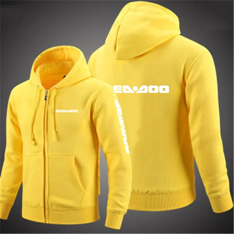 Sea Doo Seadoo Moto 2023 masculino novo mangas compridas algodão cor sólida zíper casais com capuz moletom personalizado tops elegantes