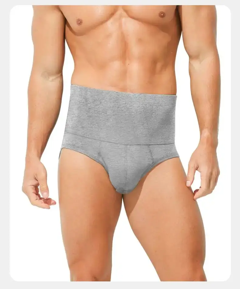 Men's cotton underpants, high-waisted, slimming, waist-protecting, enhanced warmth, short underpants for overweight sportswear — image 15
