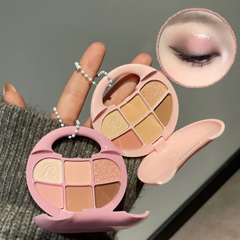 6 Χρώματα Καστανή παλέτα σκιών ματ ματ Shimmer Eye Shadow Brighten Waterproof Glitter Pink Eyes Pigments Παλέτα μακιγιάζ