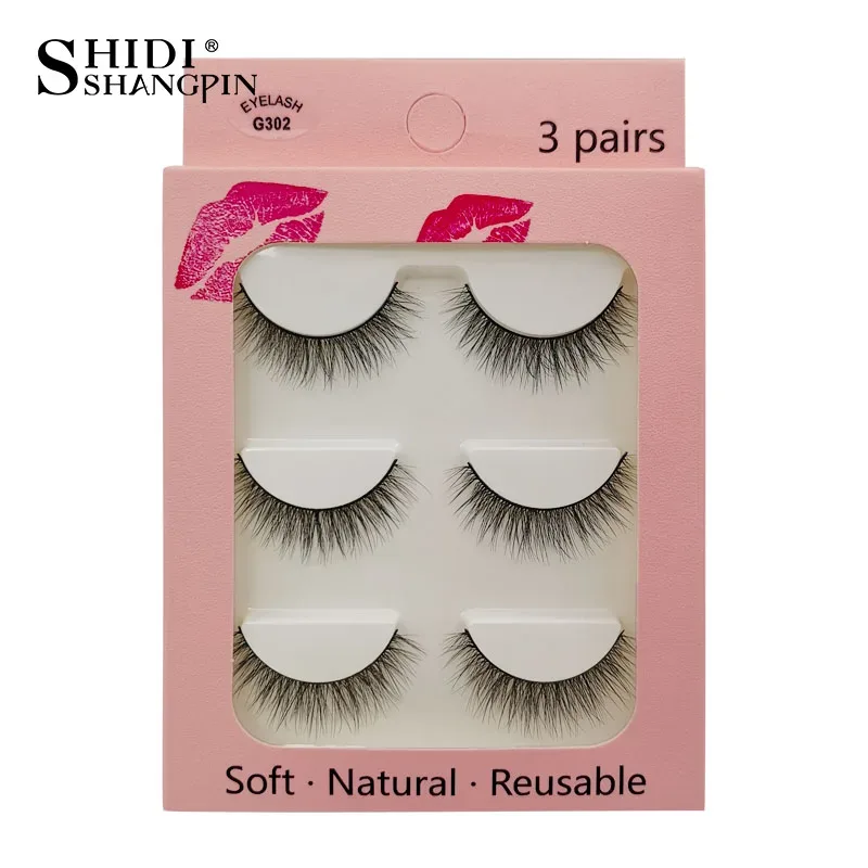 Faux Cils 3 זוגות ריסים מלאכותיים טבעיים ארוכים 3D מינק ריסי מינק רכים רכים מלוכלכים בעבודת יד ריסים מזויפים כלי איפור עיניים Maquiagem — image 20