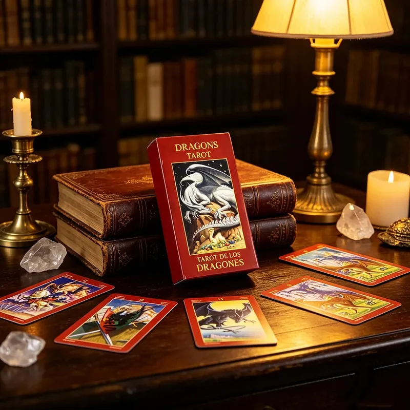 Dragons Tarot Cards 78 Tarot Deck Mythical Dragon Art Divination Επιτραπέζιο παιχνίδι Πνευματικές κάρτες καθοδήγησης για συλλέκτες Ταρώ — image 2