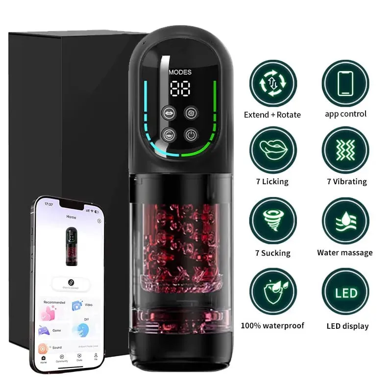 Masturbador masculino giratorio de empuje automático, para lamer Stroker, chupar, mamada, 100%, bomba de pene impermeable, Juguetes sexuales para adultos para hombres