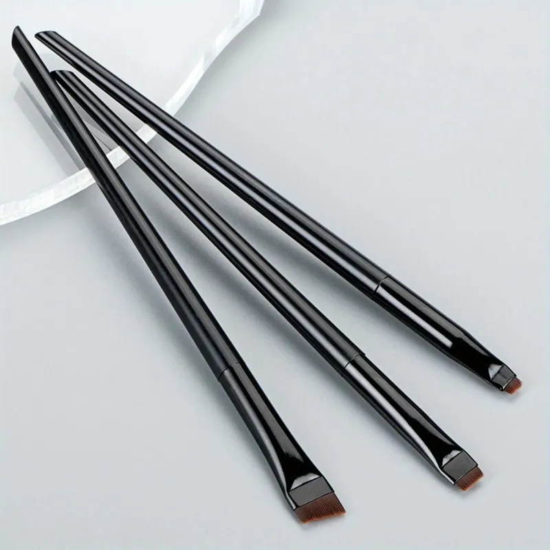 3 pçs conjunto de escova de maquiagem lâmina delineador escova fina cabeça oblíqua sobrancelha escova contorno delineador ultra-fino sombra de olho escova maquiagem b — image 8