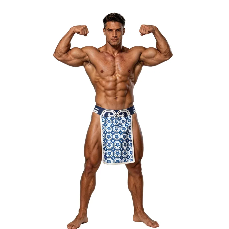 Male Mens Japanese Sumo Loincloth Briefs Traditional Printed Pattern Fundoshi Style Underwear Panties for Performance Nightclub — image 2