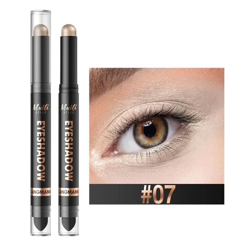 16 Χρώματα Double Head Eyeshadow Stick Pearlescent Shimmer Brown Υψηλή αδιάβροχη κρέμα ματιών μολύβι ματιών μακράς διαρκείας μακιγιάζ