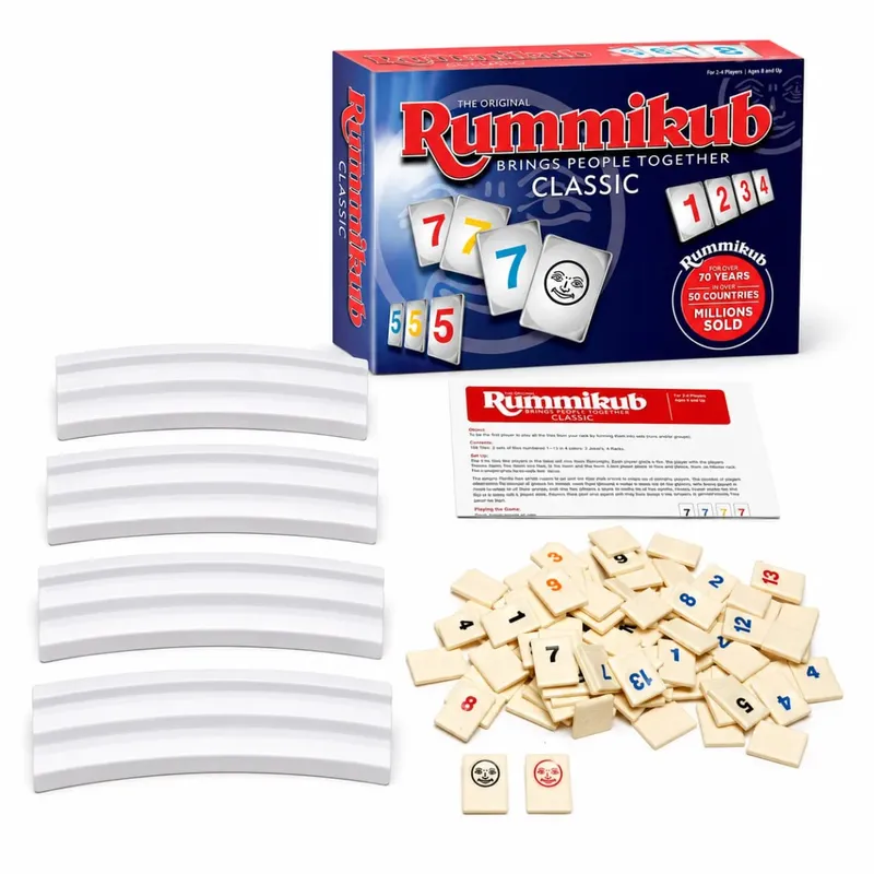 Επιτραπέζιο Παιχνίδι Στρατηγικής Rummikub Classic Number με Πλακάκια με Ράφια Οικογενειακό Πάρτι Παιδιά Ενήλικες Αγγλική Έκδοση — image 8