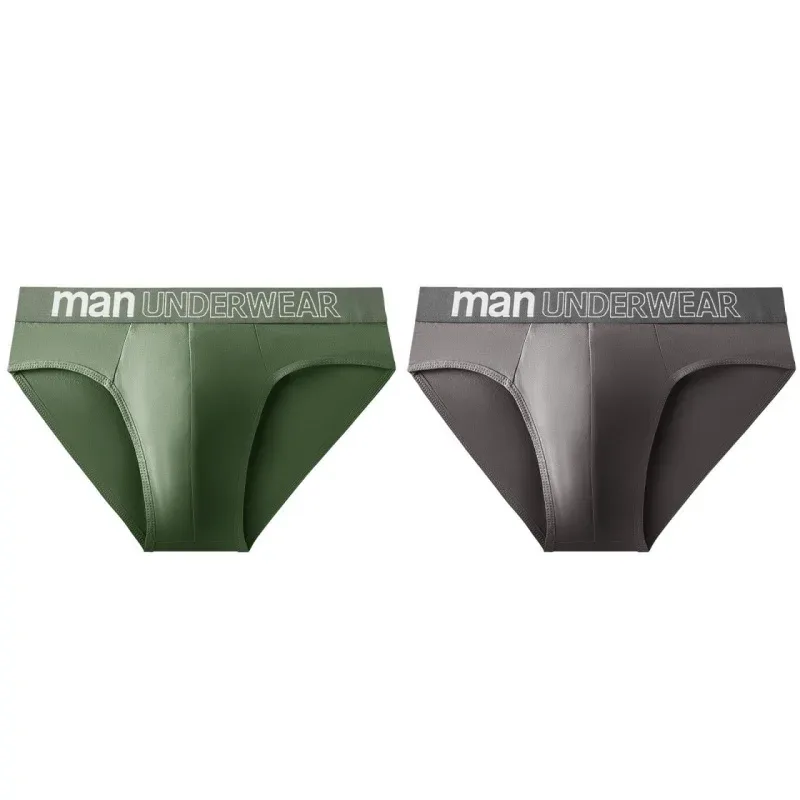 2 Pcs/Lot Fashion Letter Waist Men's Brief Underwear Soft Breathable Mid Rise Comfort Male Underpants Multi Colors