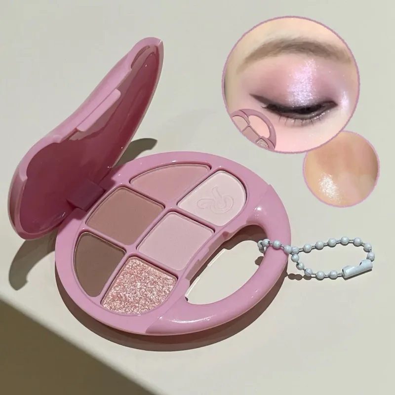 6 Χρώματα Καστανή παλέτα σκιών ματ ματ Shimmer Eye Shadow Brighten Waterproof Glitter Pink Eyes Pigments Παλέτα μακιγιάζ