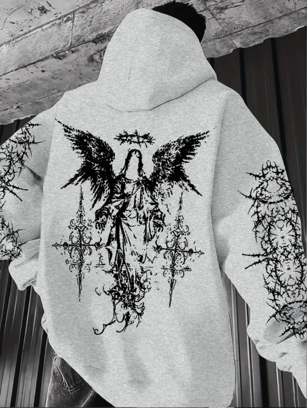 Sudaderas con capucha de estilo gótico con estampado de Ángel para hombre y mujer, sudadera informal de calle para exteriores, tendencia deportiva, sudadera de manga larga de Hip-hop para parejas, Otoño e Invierno — image 13