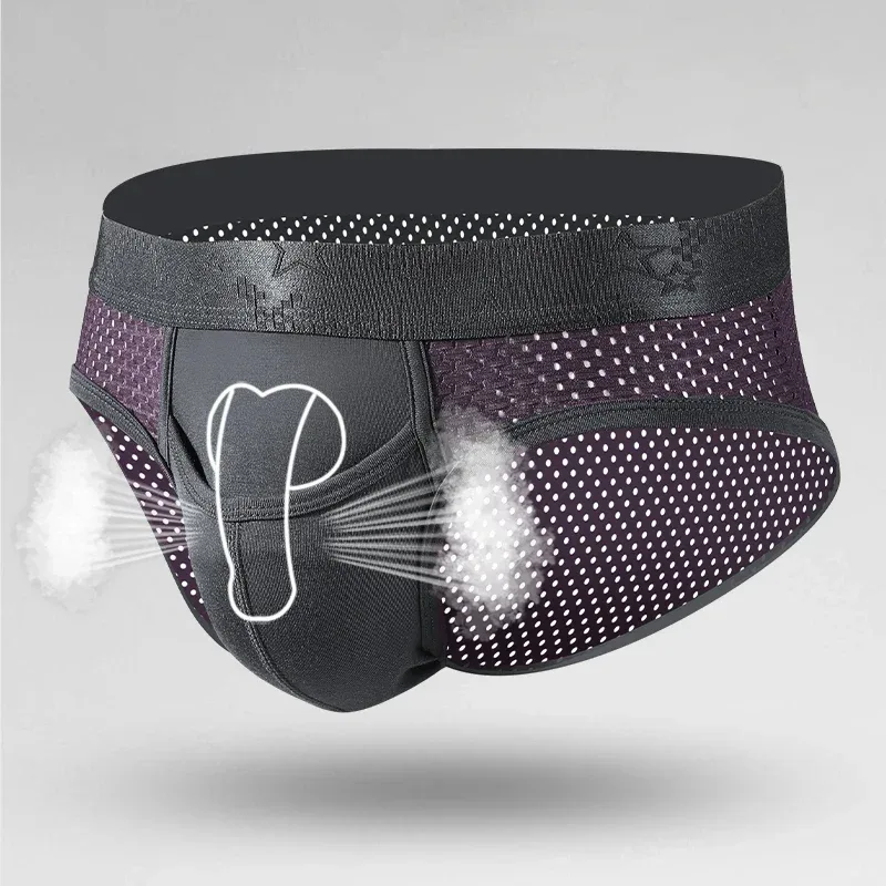 Bullet Separation Panties Men's Sexy U-Convex Briefs Vein Ice Silk Scrotal Rim Sperm Cord Shorts Varicose Heads — image 5
