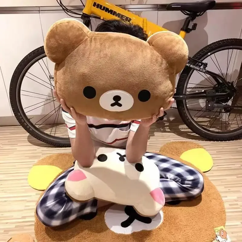 Χαριτωμένο βελούδινο παιχνίδι Rilakkuma Στήριγμα πλάτης Αποσπώμενο κάλυμμα δίπλα στο κρεβάτι Μεγάλο μαξιλάρι που πλένεται Δώρα μαξιλαριού ύπνου