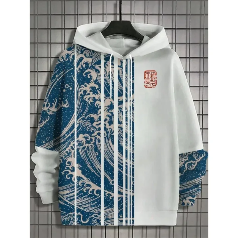 Fuji Mountain Lake Scenery Black Cat Graphic Sudadera con capucha para hombre — image 6
