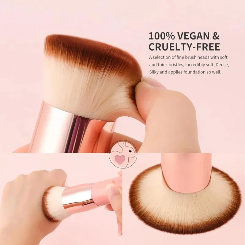 Ducare escova de base plana, pincéis de maquiagem kabuki, cabelo sintético, mistura líquida, pó mineral, cosméticos pontilhados