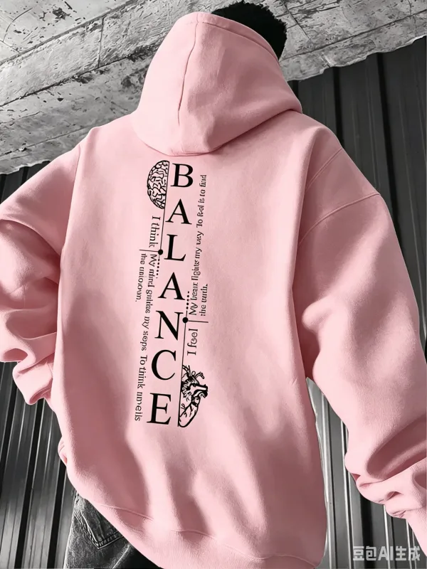 Nueva Sudadera con capucha para hombre, Jersey con estampado de texto Vertical Balance Brain & Heart, sudadera informal estilo callejero, sudadera con capucha para otoño e invierno