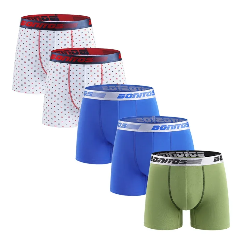 5pcs Men's Underpants Cotton Boxer Briefs Classic Men Panties BONITOS Letter Elastic Waistband Boxers Underwear For Man Shorts — image 12