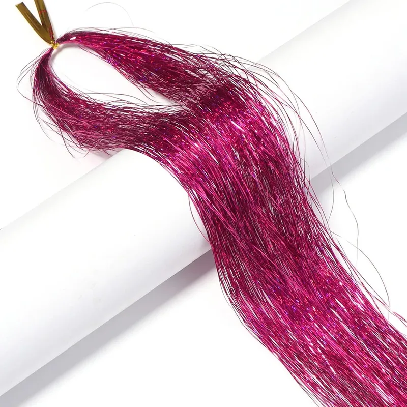 3 τεμ./συσκευασία 120cm Πολύχρωμα PET LLaser Hair Tinsel Strands Μεταλλικά Extensions Μαλλιών για DIY Party Cosplay Αξεσουάρ Μαλλιών — image 8