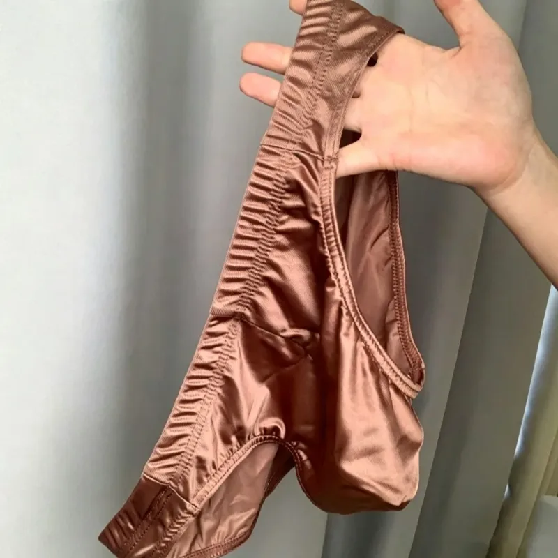 Men's Silky Satin Briefs Sexy Low Rise Underwear Soft Stretchy Bikini Panties Shiny Smooth Butt-lifting Briefs Fitness Underpant — image 2