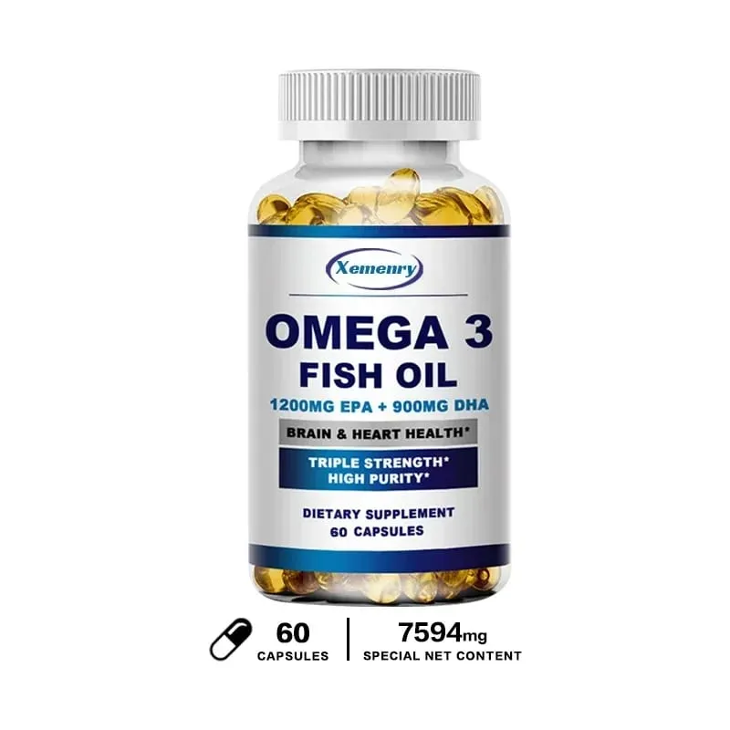 Omega 3 Fish Oil - Support Brain Nervous System Good for Cardiovascular & Skin Health Antioxidant