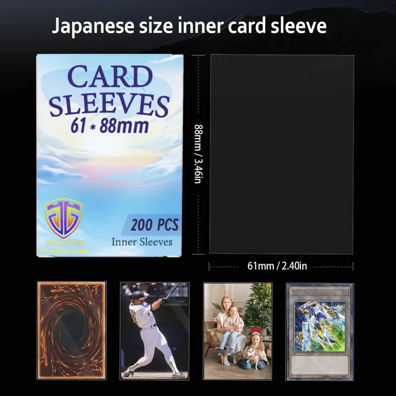 200 PCS Inner Card Sleeves Perfect Fit MTG/YGO Game Cards Sports Cards Football Cards Inner Card Sleeves Is Smooth And Tough — image 2