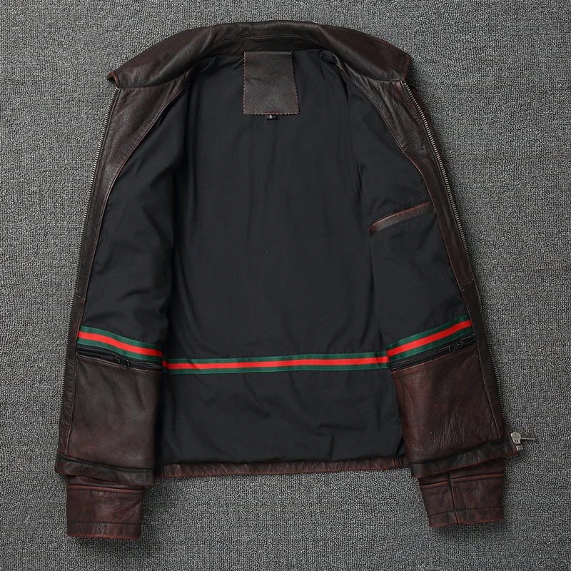 2022 Retro Style 100% Top Layer Cowhide Oversized Leather Jacket Color is made of Old Motorcycle Riding Clothes.