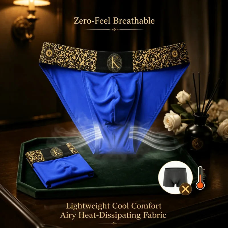 Slip bikini da uomo a sgambatura alta Vintage ornato festivo Nero‑Oro Elastico in vita elasticizzato Intimo evaporante Data Anniversario — image 5
