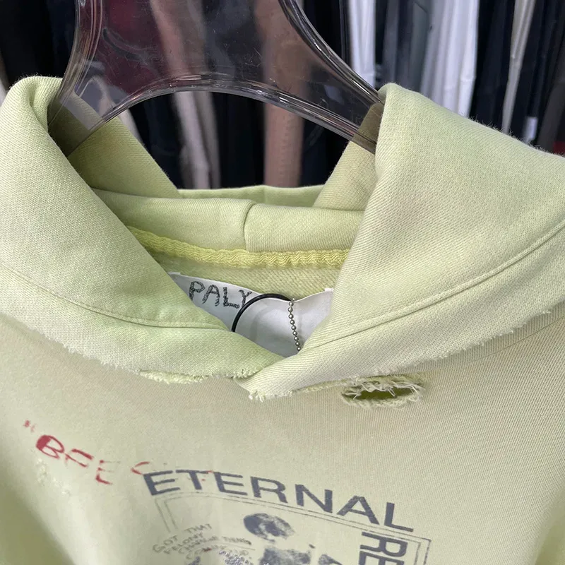 Nuevas sudaderas con capucha PALY de gran tamaño para hombre y mujer, cárdigan Vintage informal lavado negro dañado de la mejor calidad, sudaderas con cremallera — image 23