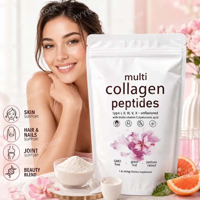 Multi Collagen Peptides Powder 454g Unflavored Collagen Blend with Vitamin C Biotin Hyaluronic Acid Skin Hair Nails Support — image 2