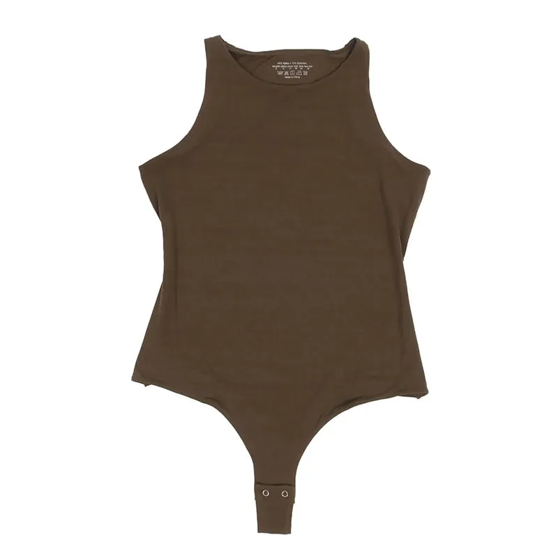 Γυναικείο Αμάνικο Stretch Base Layer Bodysuit One Piece Crew Neck Ανοιχτό καβάλο Slim Fit Ευέλικτο μπλουζάκι μασίφ ρεζερβουάρ S-2XL για το καλοκαίρι