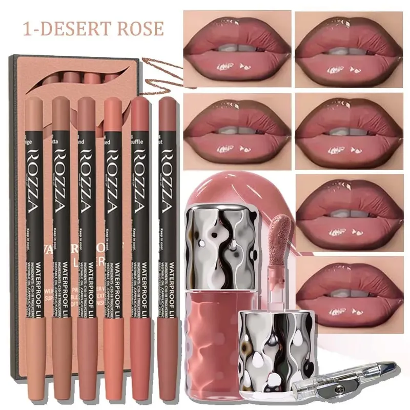 8pcs/set Daily Lip Beauty Set – 6 Blendable Lip Liners 1 Moisturizing Lip Gloss&1 Pencil Sharpener – Soft Long-Lasting Lip Kit — image 3