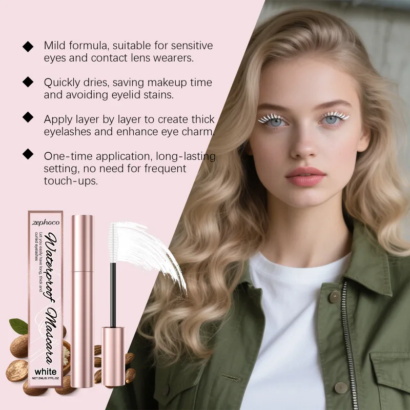 Λευκή μάσκαρα Eyelashes Curling Υγρό Αδιάβροχο Φυσικά Ανθεκτικά Extensions Μακιγιάζ Eye Beauty Cosmetics Brush 5ml — image 2