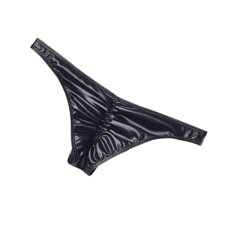 3pcs Men Bikini Faux Leather Briefs Underwear Man Sexy Mini Underpants Cuecas Butt-lifting Zipper Low Waist Male Sissy Panties