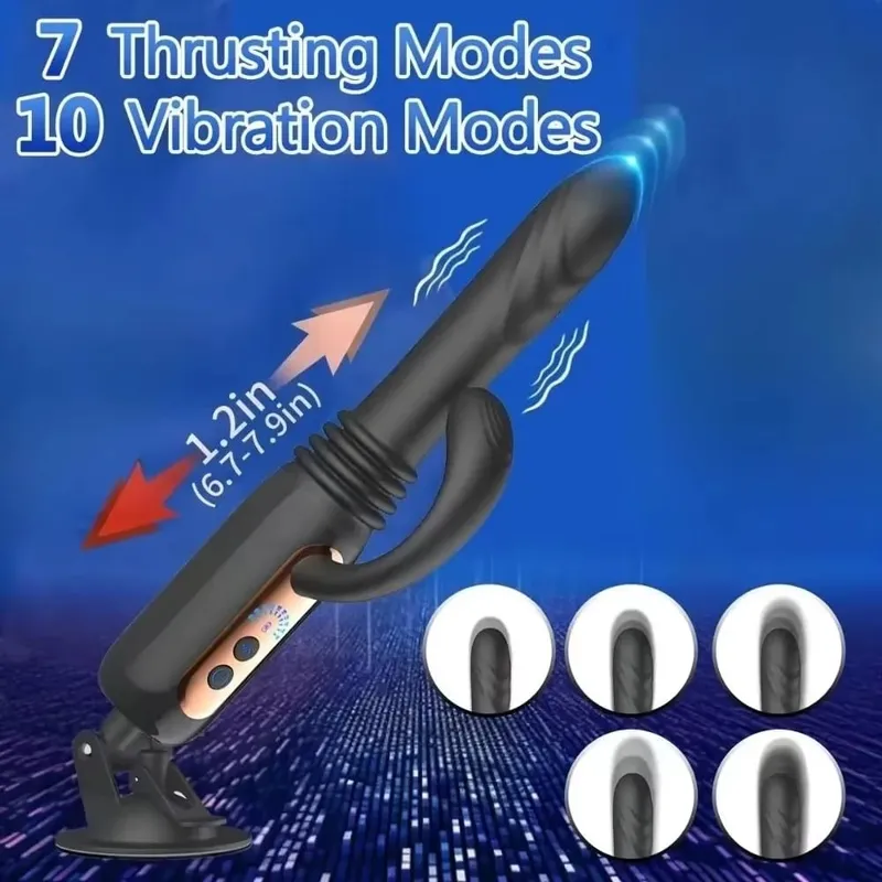 7 Telescopic Sex Machine Thrusting Dildo Vibrator 30MM Auto Stretch Rechargeable With Suction Cup Adult Sex Toys for Women
