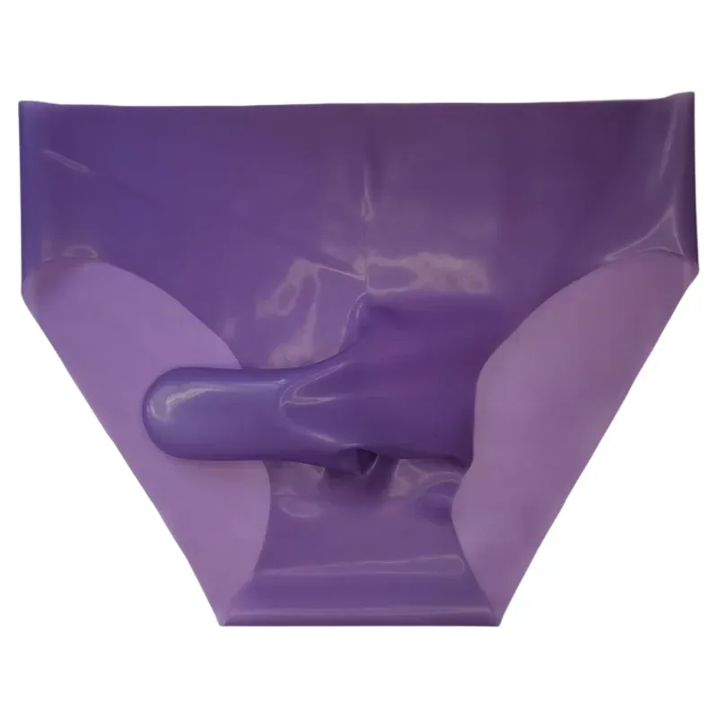 Men's Sexy Latex Erotic Underpants Seamless Rubber Sheath Sissy Briefs See-Through Couple Low Waist Panties Tight Safety Panties — image 24