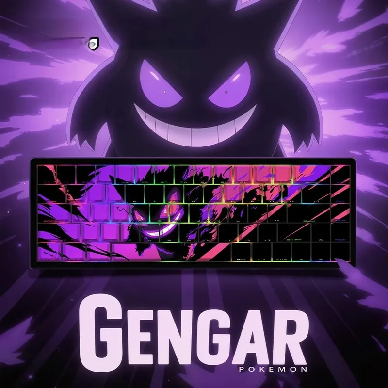 Gengar PBT מקורי בצד המפעל חרוט כיסויי מפתח שקופים 68 מפתחות 129 מפתחות E-Sports Gaming כיסויי מפתחות עבור PC Gamer אביזרים — image 2