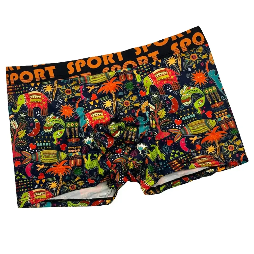 3Pcs Men's Random Graffiti Cartoon Printed Boxer Shorts Casual Sports Breathable Underwear Men's Comfortable Underwear — image 4