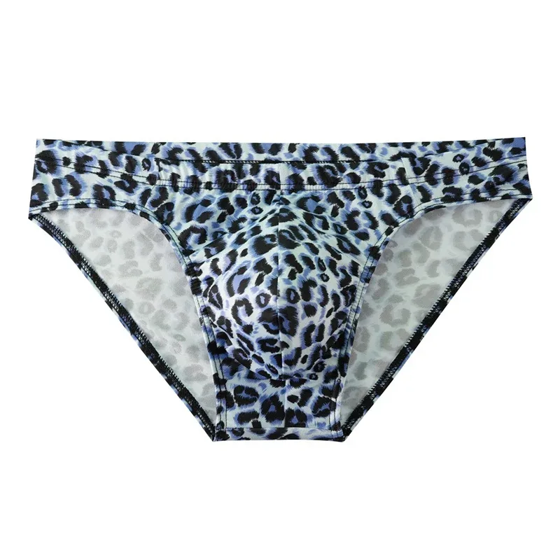 Men's Mid Waist Underwear Sexy Ice Silk Briefs Leopard Printed Breathable Underpants Male Soft Comfortable Panties Cueca Homme — image 11