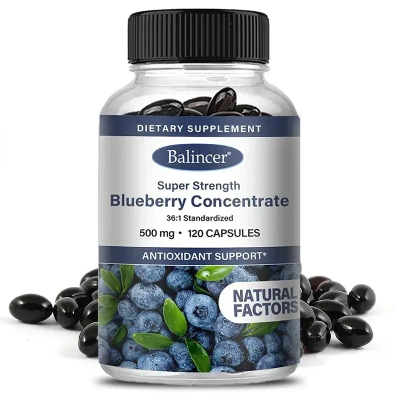 Blueberry Capsules - 500 Mg Good for The Brain Heart Health Eye Care Antioxidant Promotes Smooth Skin- 120 Capsules