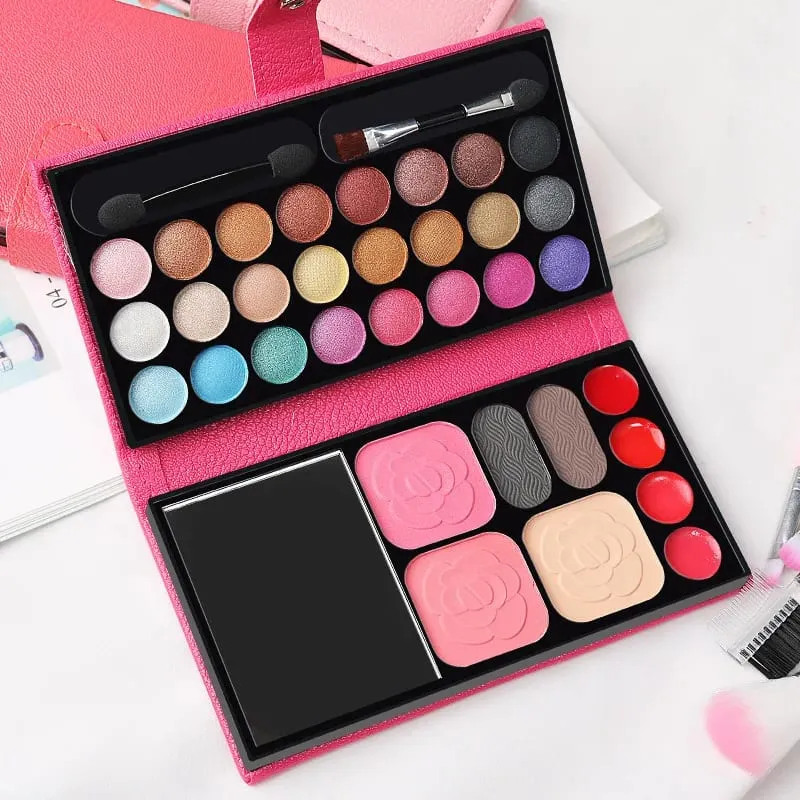 Κιτ μακιγιάζ 33 χρωμάτων Eyeshadow Powder Blush Lipstick Pallets Long Lassting Girl Pan with Mirror Beginner Plate Cosmetics Makeup