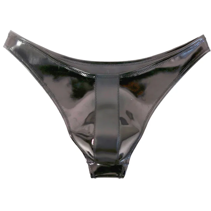 Men Sexy Latex Ammonia Glossy Brief Patent Leather Thongs Sissy U Pouch Very Hot Lingerie Low Rise Gay Lingerie Men's Panties — image 4