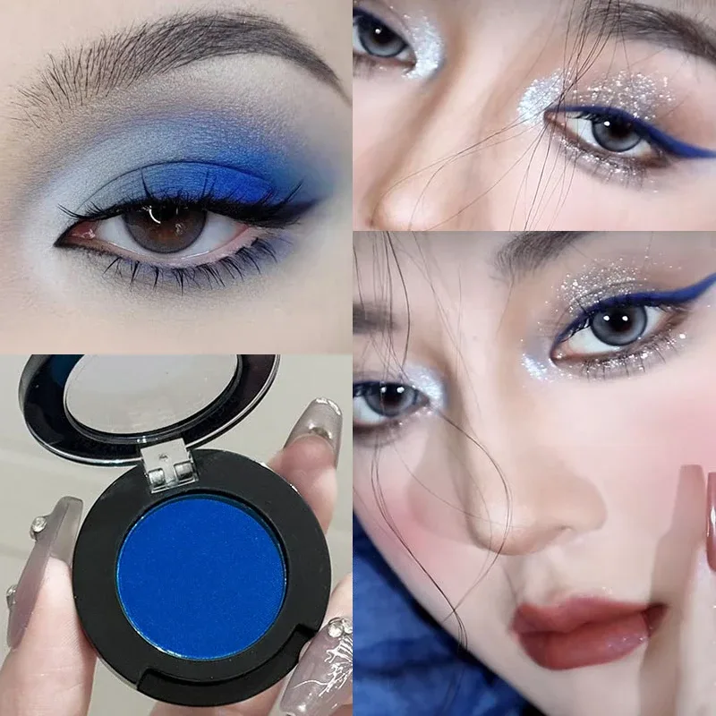 Single Klein Blue Smoked Blue Eye Shadow Palette Gothic Red Pigments Smoked Eye Makeup White Liing Silkworm Eyeshadow Eyeliner